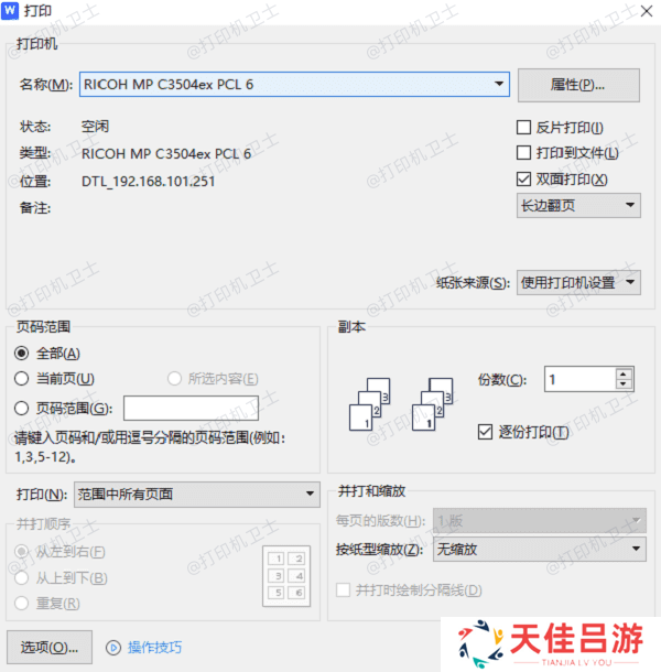 检查打印设置