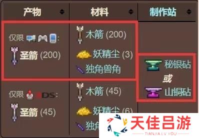 泰拉瑞亚神圣箭矢怎么合成？